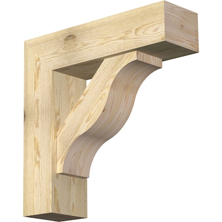 Ekena Millwork Funston Block Rough Sawn Bracket w/ Offset Brace, Douglas Fir, 8"W x 28"D x 28"H BKT0806X28X28FST05RDF